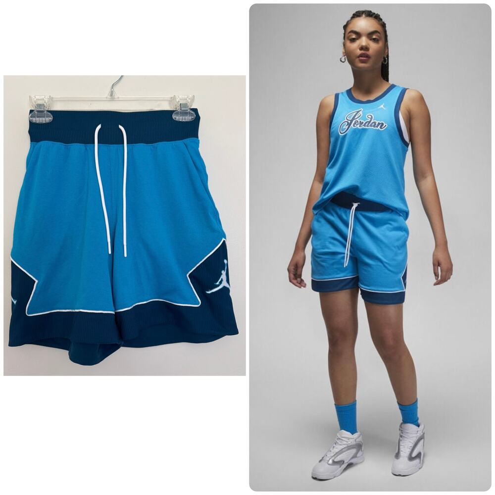 Nike Air Jordan Women's Diamond Basketball Shorts in Two-tone Blue Colorway